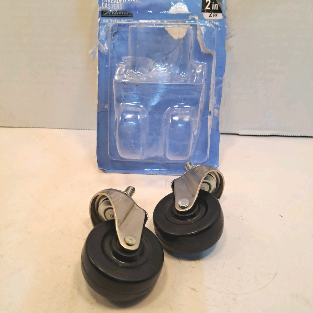 Everbilt 837 440 2 in. Black Hard Rubber & Steel Swivel Threaded Casters 2-Pack